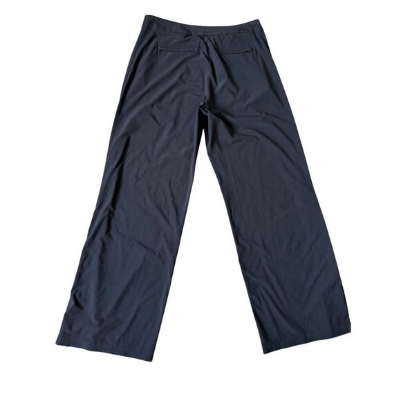 Athleta Gramercy Wide Leg Button Track Trouser Pants Black size 8 - Picture 2 of 12